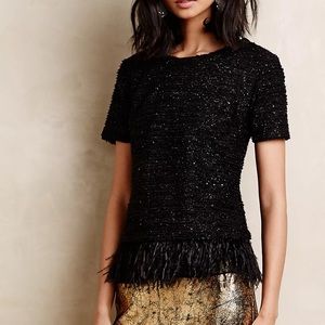 Anthropologie Deletta Feathered Boucle Top